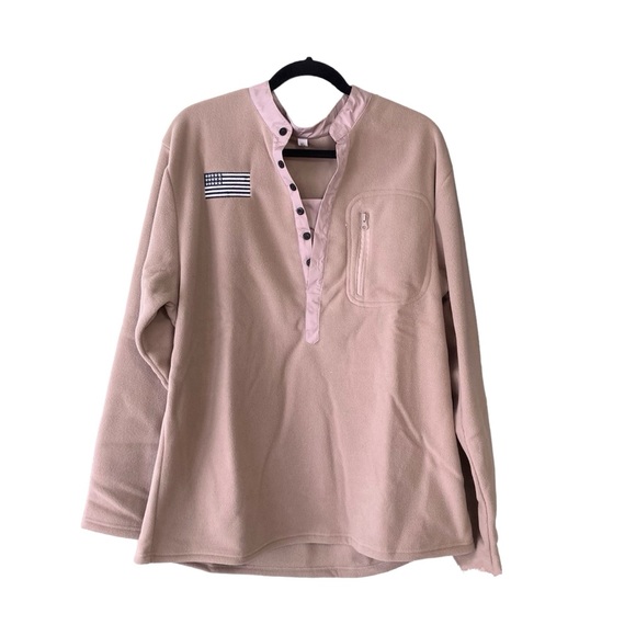 Men’s long sleeve collared pullover fleece Khaki XL NWOT - Picture 1 of 7